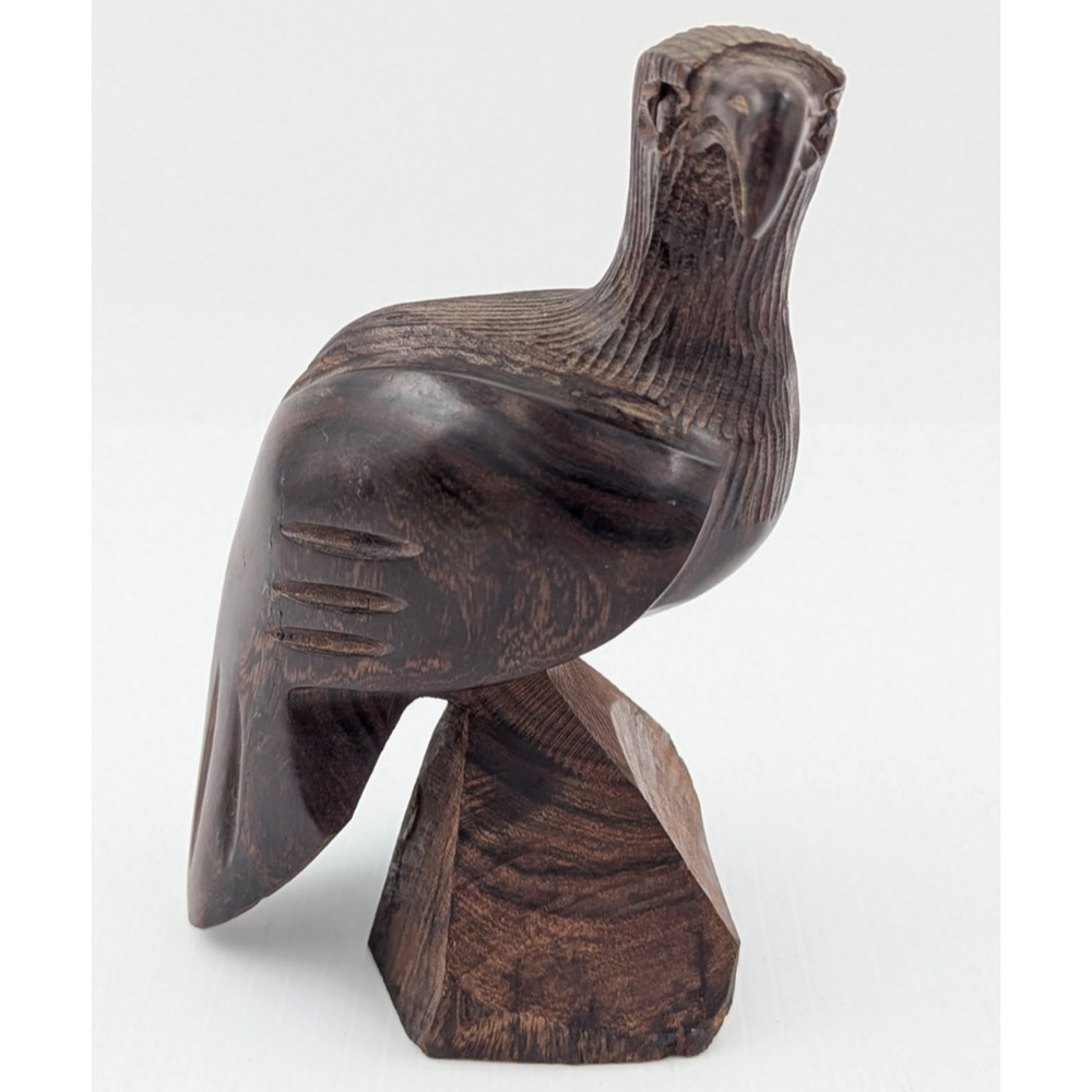 Vintage Hand Carved Ironwood Eagle Sculpture 6” Bird of Prey Falcon - Picture 6 of 8